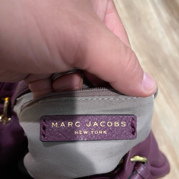 Marc Jacobs Satchel Grained Hobo Purse Bag Crossbody Shoulder Purple Leather - Picture 4 of 7